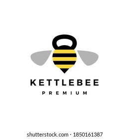 bee gym kettlebell fitness logo vector icon illustration