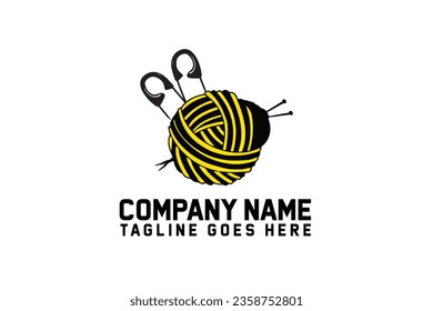 Bee Haberdashery Logo Template Sewing logo design. Yarn ball, needles and hook