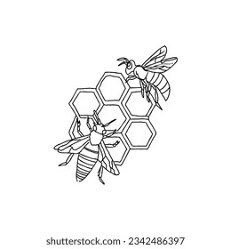 bee hand drawn doodle illustrations vector set