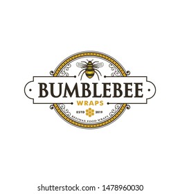 Bee hand drawn logo design