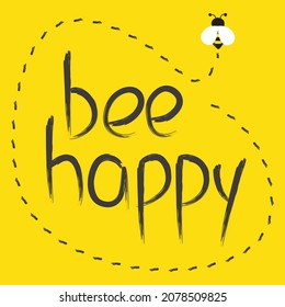 "Bee happy": a printable hand-drawn logo with a positive message