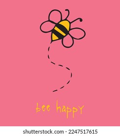 vector de camiseta de slogan feliz de abeja