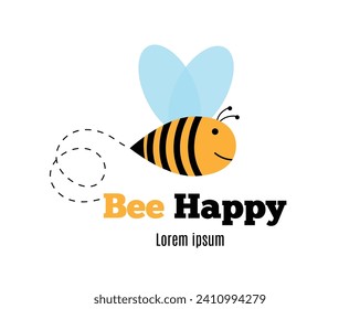 Bee Happy Vector Illustration. A cute happy insect art