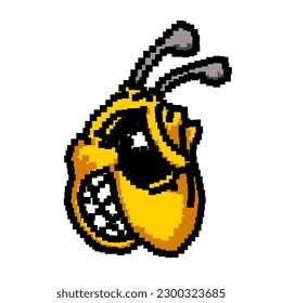 bee head illustration in pixel style