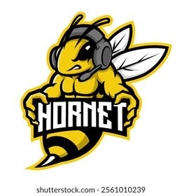 bee  headphone mascot logo gaming