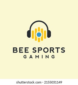 bee with headset logo vector illustration