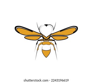 Bee heart icon logo design illustrator