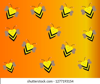bee heart pattern on a gold background