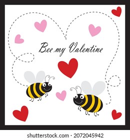 Bee and heart shape for valentine card