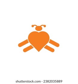 bee heart or spider heart logo design.