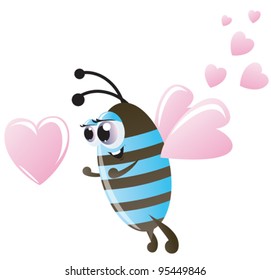 Bee and hearts. Valentines day