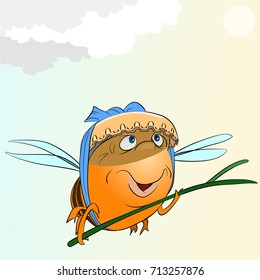 Bee with a helmet ready to battle
