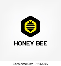 Bee in the hexagon and flat design elements. Design concept icons for application development, web design, creative process, social media, seo, web page coding and programming