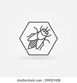Bee in hexagon logo or icon - vector simple symbol