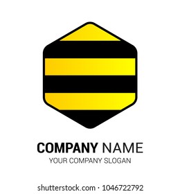 bee and hexagon logo, template logo vektor