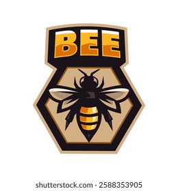 Bee with hexagon professional logo design 