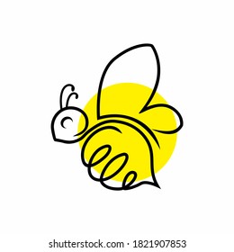 Bee hexagon vector logo design concept