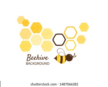 Bee Hive, Abstract Honeycomb Isolated On White Background Vector Illustration.