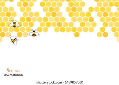 Bee hive, abstract honeycomb with bee on white background vector illustration