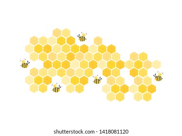 Bee hive, abstract honeycombs isolated on white background vector illustration.