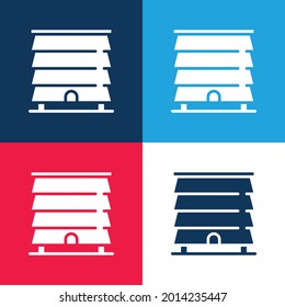 Bee Hive blue and red four color minimal icon set