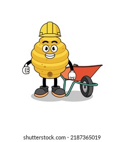 caricatura de colmena de abejas como contratista , diseño de personajes
