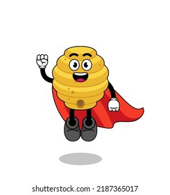 bee hive cartoon with flying superhero , character design