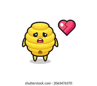 bee hive cartoon illustration is broken heart , cute design