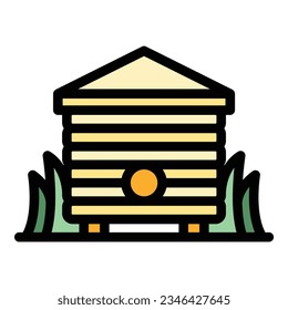 Bee hive container icon outline vector. Flower comb. Pollen food color flat