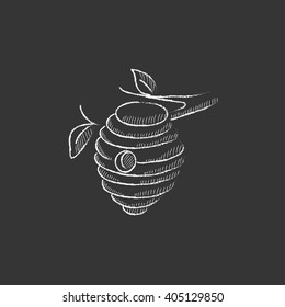 Bee hive. Drawn in chalk icon.