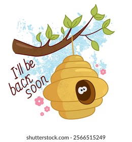 bee hive, bee in hive, bee eyes, cool, be back soon, bee sticker