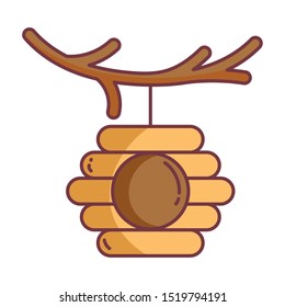 bee hive hello autumn design icon