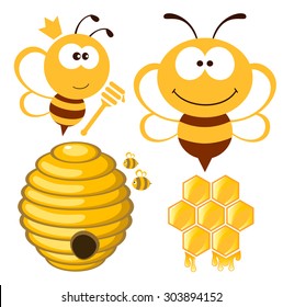 Bee, hive and honey 