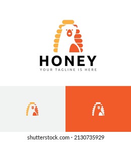 Bee Hive Honey Bear Sweet Healthy Food Logo Template