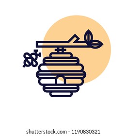 
Bee hive, honey bee, flying bee vector icon