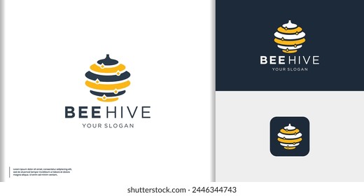 bee hive and honey logo design inspiration vector template.