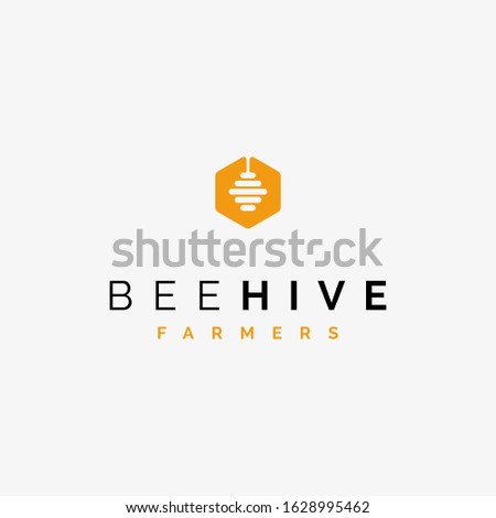 bee hive and honey logo design inspiration