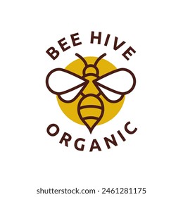 Colmena de abejas y logotipo de miel diseño de Vector plano