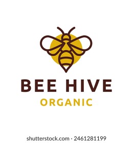 Colmena de abejas y logotipo de miel diseño de Vector plano