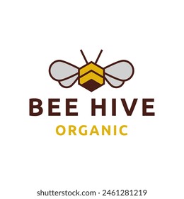 Bee hive and honey logo flat vector design