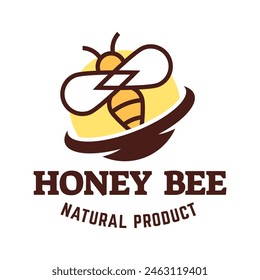 Bee hive and honey logo flat vector design