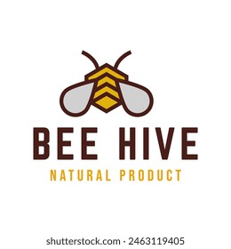 Bee hive and honey logo flat vector design