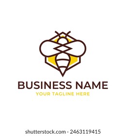 Bee hive and honey logo flat vector design