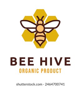 Bee hive and honey logo flat vector design