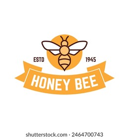 Bee hive and honey logo flat vector design