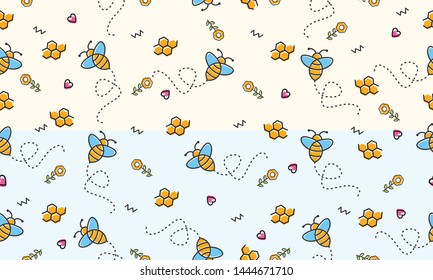 bee hive honey pattern outline style set background premium quality