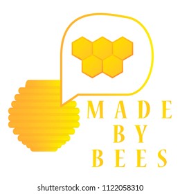 bee hive with honeycombs, vector image, flat design