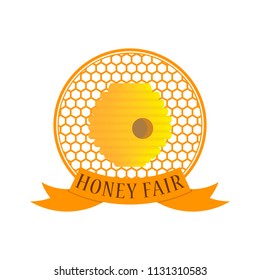 bee hive and honeycomb,vector image, flat design