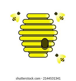 Bee hive icon cartoon style