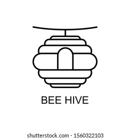 Bee hive icon. Outline thin line flat illustration. Isolated on white background. 